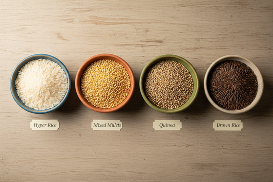 Hyper Rice vs Brown Rice vs Millets vs Quinoa: A Complete Nutrition Comparison for Indian Families