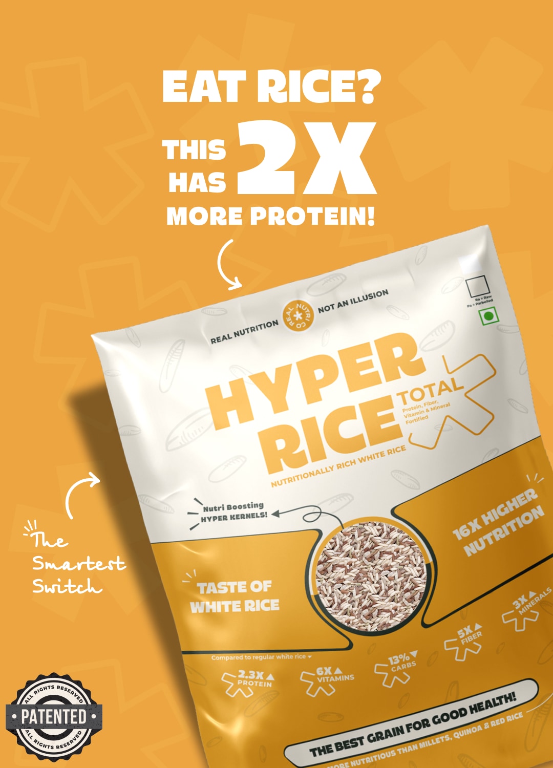 Best Hyperland Rice Hyper Rice - 2X High Protein White Rice | 13% Less Carbs | Non-GMO ...